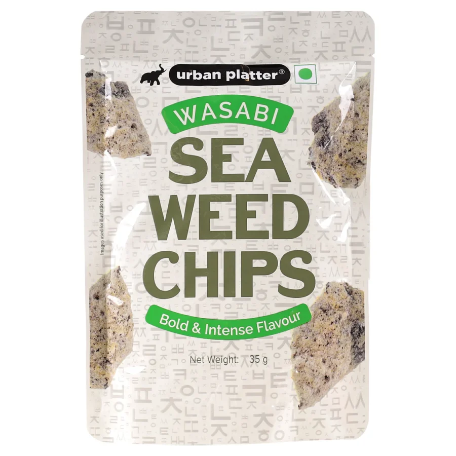 Urban Platter Wasabi Seaweed Nori Chips Crispy Snack, 35g