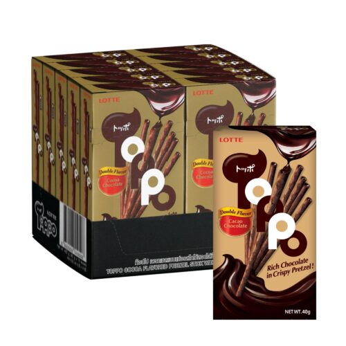 LOTTE TOPPO COCOA CHOCOLATE FLV 40 G (10 BOXES X  6 TRAYS)