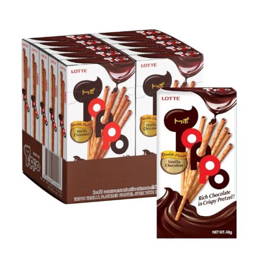 LOTTE TOPPO VANILLA CHOCOLATE FLV 40 G (10 BOXES X  6 TRAYS)